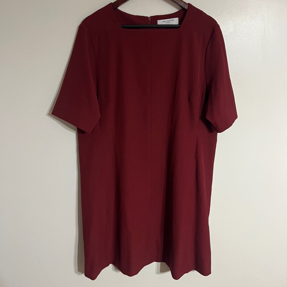 MM.LaFleur Emily Dress Burgundy‎ Square Neck Short Sleeve Sheath Size 22W